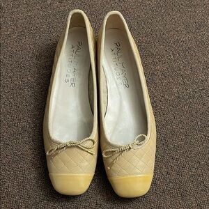 Paul Mayer Beige Quilted Flats with Bow